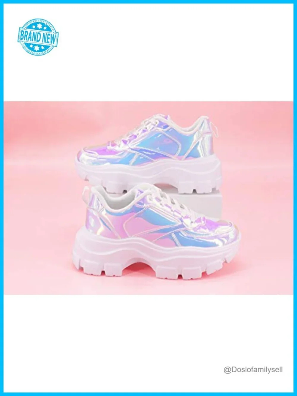 Women Chunky Platform Lace-Up Walking Sneakers Lightweight PU Rubber Sole